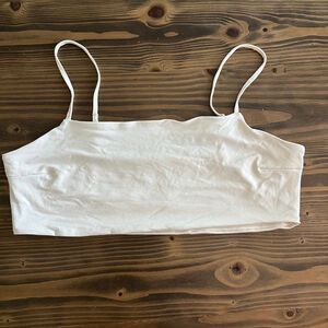 Women’s White Nylon Spandex Adjustable Spaghetti Strap Crop Top S Festival Layer